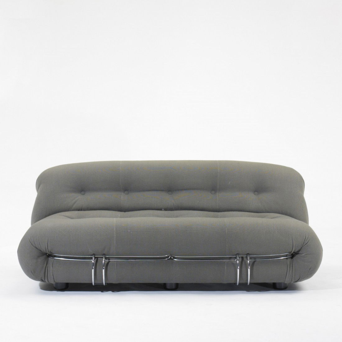 Afra and Tobia Scarpa Soriana settee: Afra and Tobia Scarpa Soriana settee Cassina Italy, 1970 upholstery, chrome-plated steel, plastic 68 w x 41 d x 27 h inches Literature: Repertorio 1950-1980, Gramigna, pg. 318