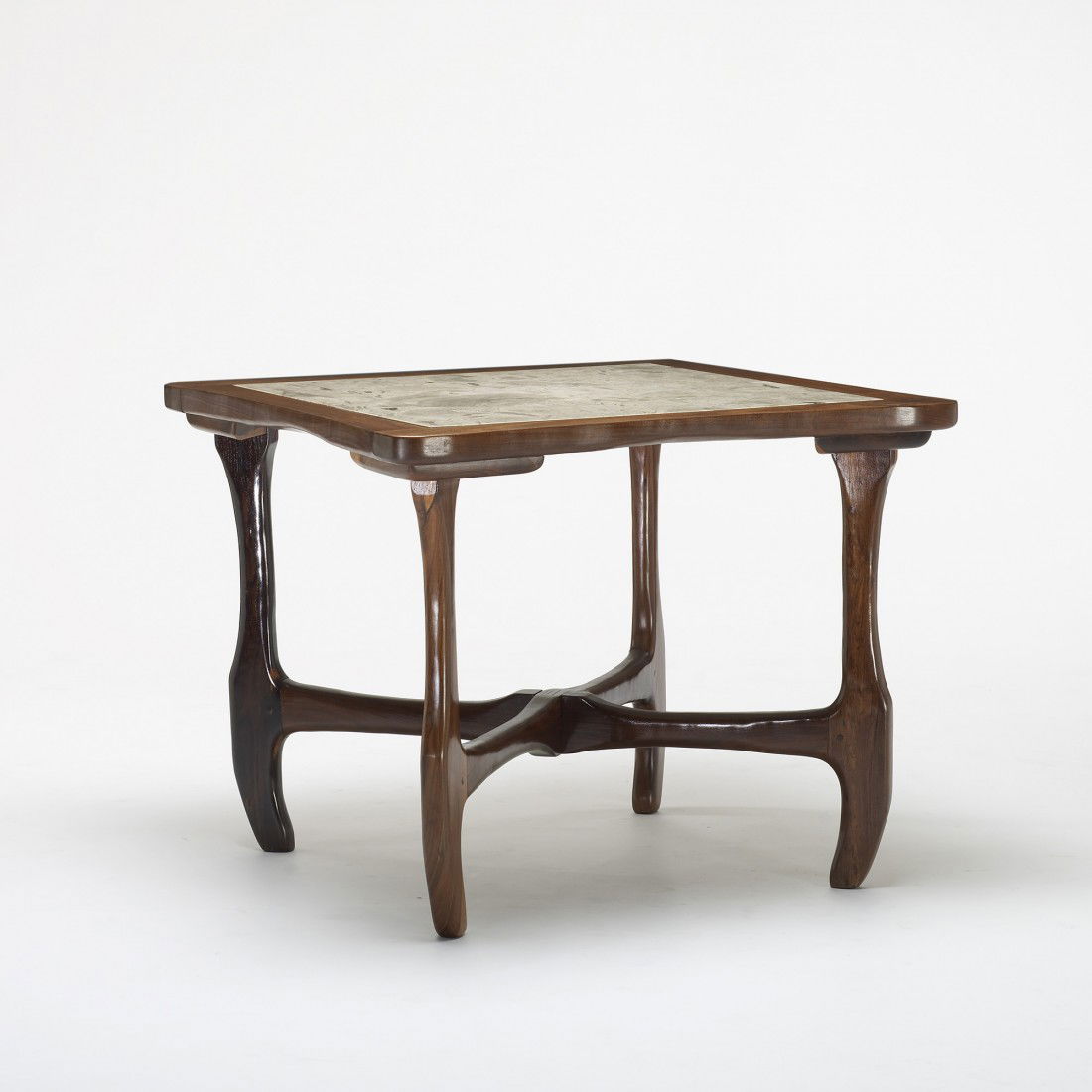 Don Shoemaker dining table: Don Shoemaker dining table Señal Mexico, c. 1970 rosewood, marble 37 w x 37 d x 29.5 h inches