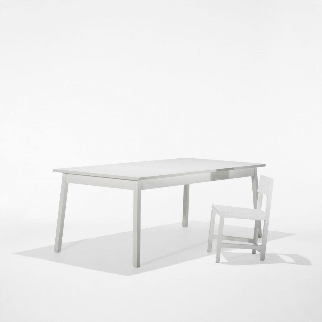 Joep Van Lieshout desk and chair: Joep Van Lieshout desk and chair Moooi The Netherlands, 1999 lacquered oak 78.75 w x 39.25 d x 29.5 h inches Chair measures: 18 w x 17.5 d x 28 h inches. Signed with decal manufacturer's label to unde