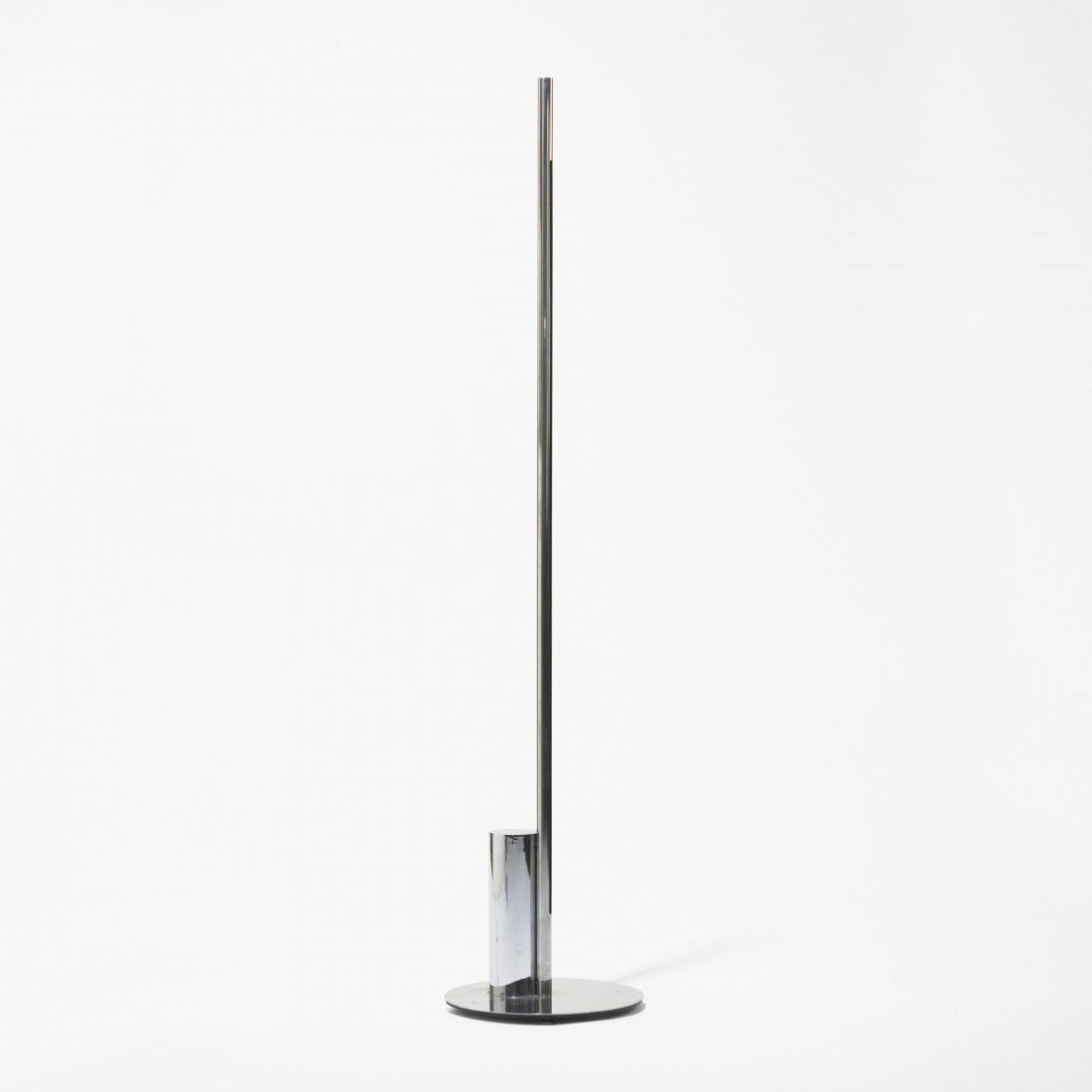 Nanda Vigo Linea floor lamp: Nanda Vigo Linea floor lamp Arredoluce Italy, 1969 aluminum, chrome-plated steel 16 dia x 72 h inches Signed with applied manufacturer's mark to underside: [Arredoluce Monza Made in Italy]. Literature