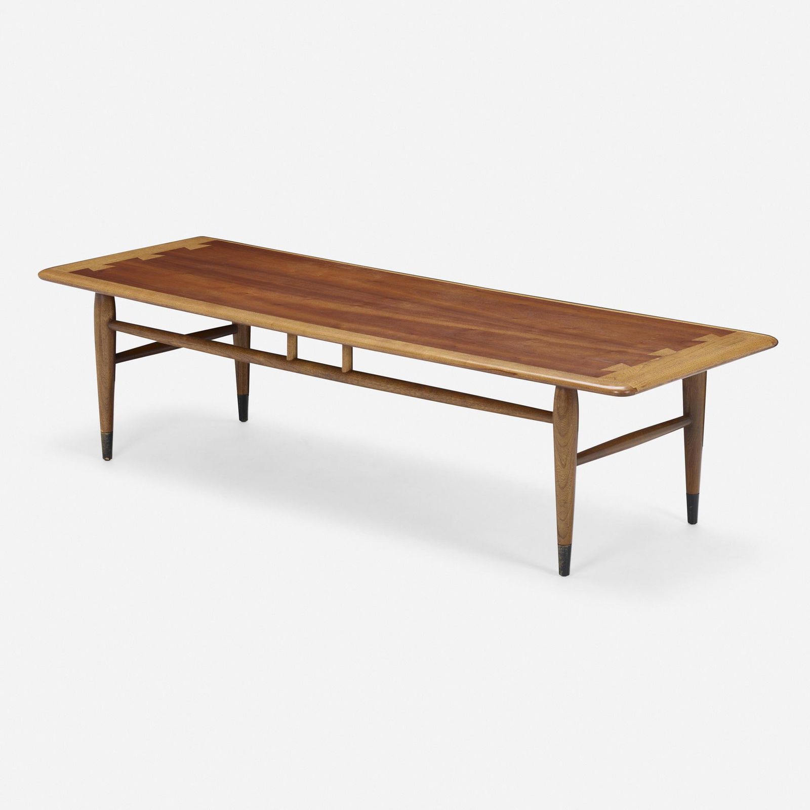 Andre Bus, Acclaim coffee table: Andre Bus Acclaim coffee table Lane FurnitureUSA, 1958walnut, lacquered walnut 14.5 h × 56 w × 19 d in (37 × 142 × 48 cm) Branded manufacturer's mark to underside