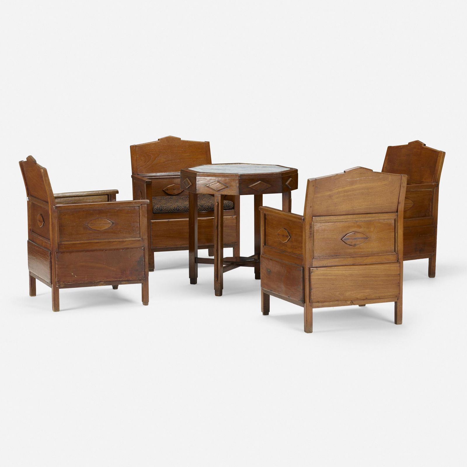 Indonesian, Table and armchairs, set of four (1 of 5)