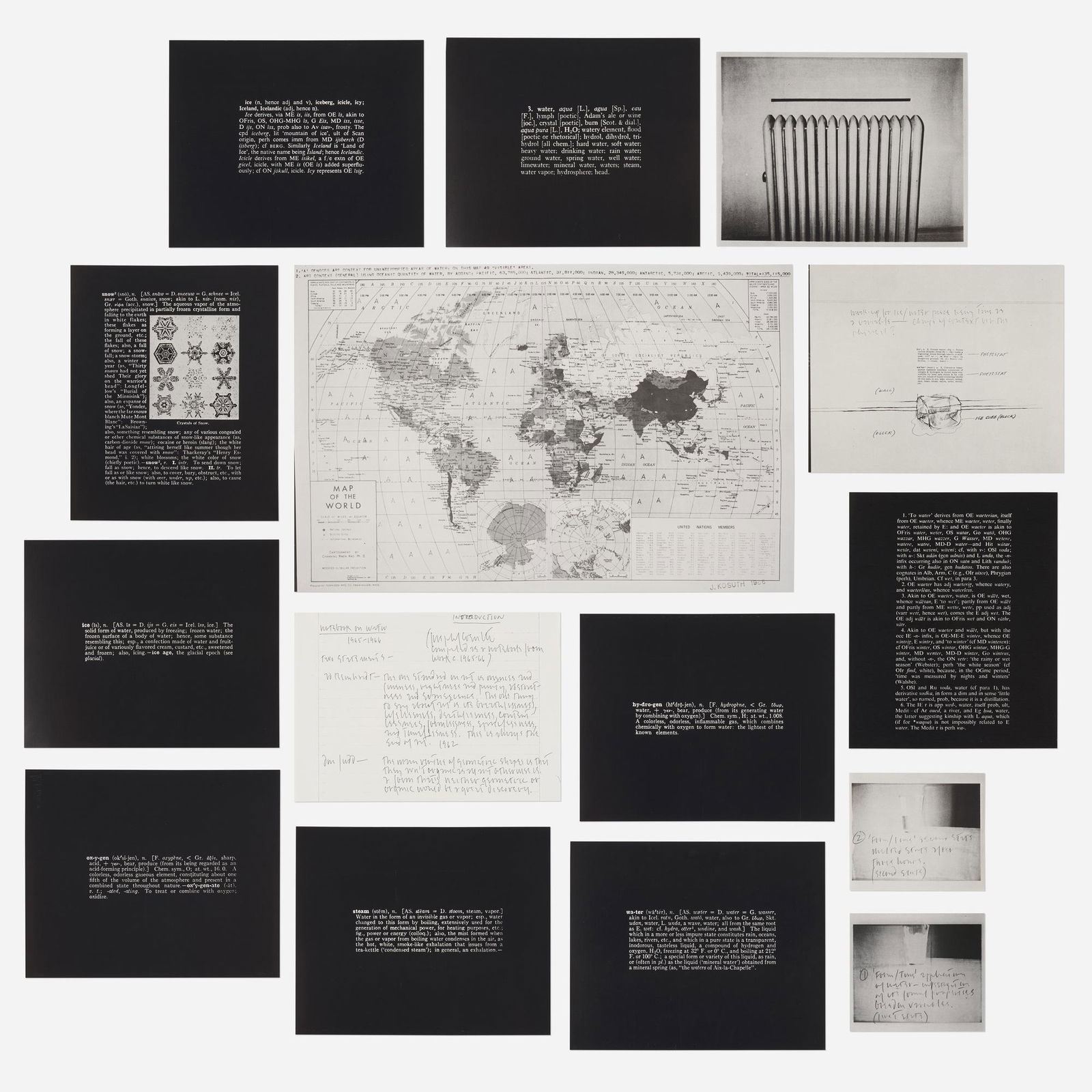 Joseph Kosuth, Notebook on Water: Joseph Kosuth Notebook on Water (from the Artists & Photographs portfolio) 1965-66 / 1970offset lithographs portfolio: 9.5 h × 12 w in (24 × 30 cm) largest: 14.25 h × 21.5 w in (