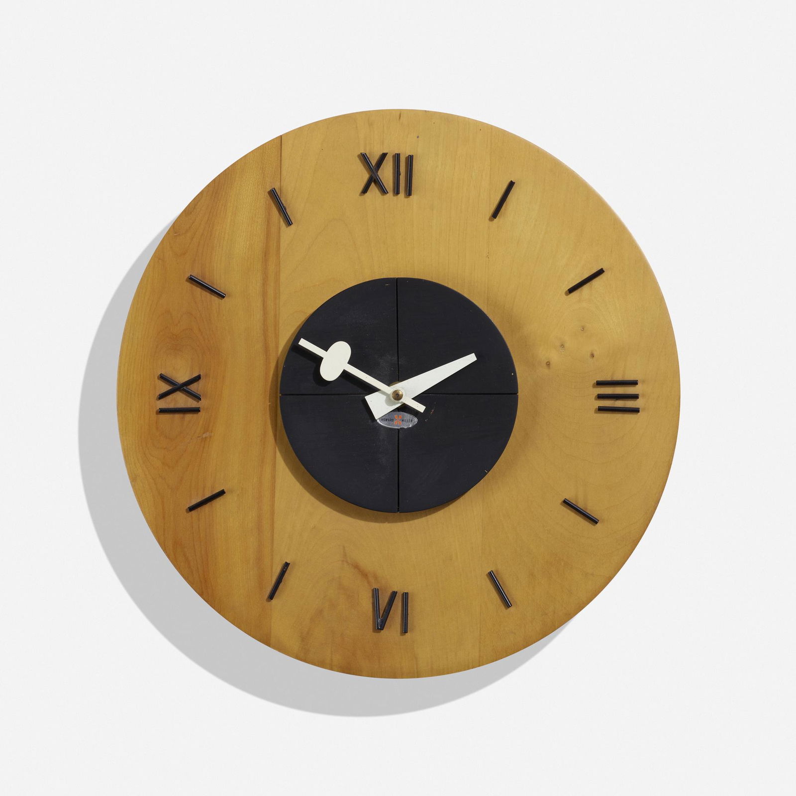 George Nelson, Wall clock, model 4758B: George Nelson & Associates Wall clock, model 4758B Howard Miller Clock CompanyUSA, 1949birch, lacquered wood, enameled aluminum, enameled steel 3.25 d × 13.75 dia in (8 × 35 cm)