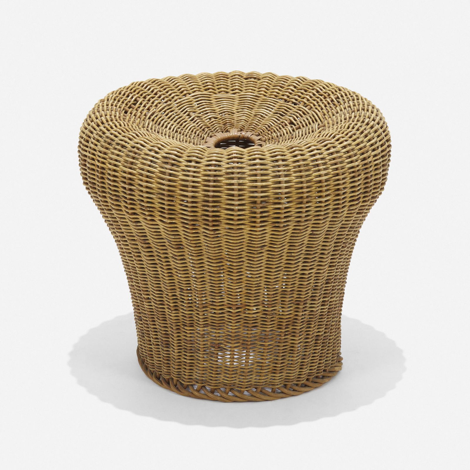 Egon Eiermann, E14 stool: Egon Eiermann E14 stool Richard LampertGermany, 1957rattan 15 h × 17 dia in (38 × 43 cm) This design was created for the German pavilion at Expo 58, the 1958 World's F