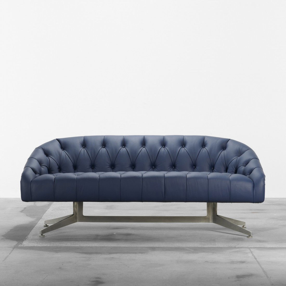 Ward Bennett sofa: Ward Bennett sofa Lehigh Leopold USA, c. 1965 leather, aluminum 74 w x 32 d x 29.5 h inches