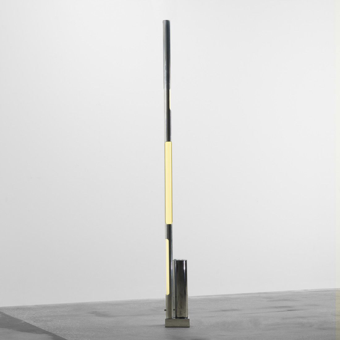 Robert Sonneman floor lamp: Robert Sonneman floor lamp USA, c. 1965 aluminum, chrome-plated steel 6 w x 6 d x 76.25 h inches