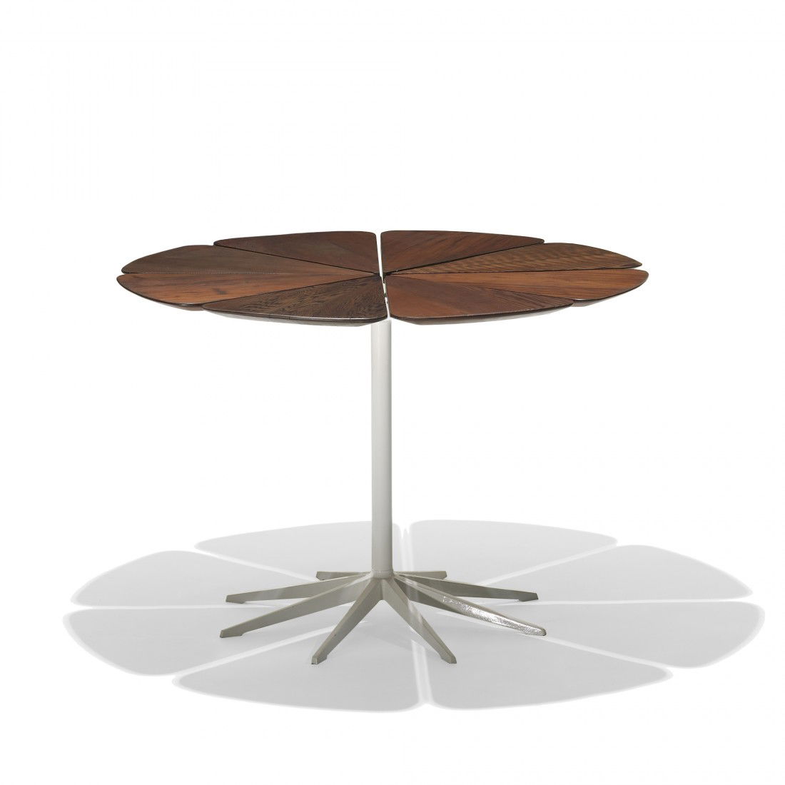 Richard Schultz Petal dining table: Richard Schultz Petal dining table Knoll USA, 1960 redwood, enameled steel and aluminum 41.5 dia x 28 h inches Literature: Knoll Furniture: 1938-1960, Rouland and Rouland, pg. 126