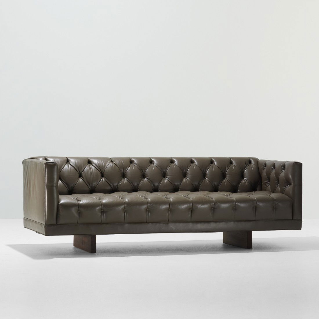 Ward Bennett sofa: Ward Bennett sofa Lehigh Leopold USA, c. 1965 leather, walnut 85 w x 32 d x 28 h inches