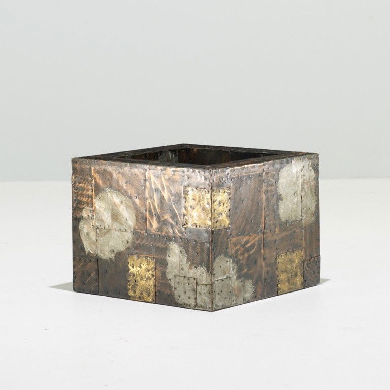 Paul Evans cocktail table, model PE 30: Paul Evans cocktail table, model PE 30 Paul Evans Studio for Directional USA, c. 1970 patinated steel, copper 20 w x 20 d x 15.25 h inches Provenance: Collection of John R. Eckel, Jr.