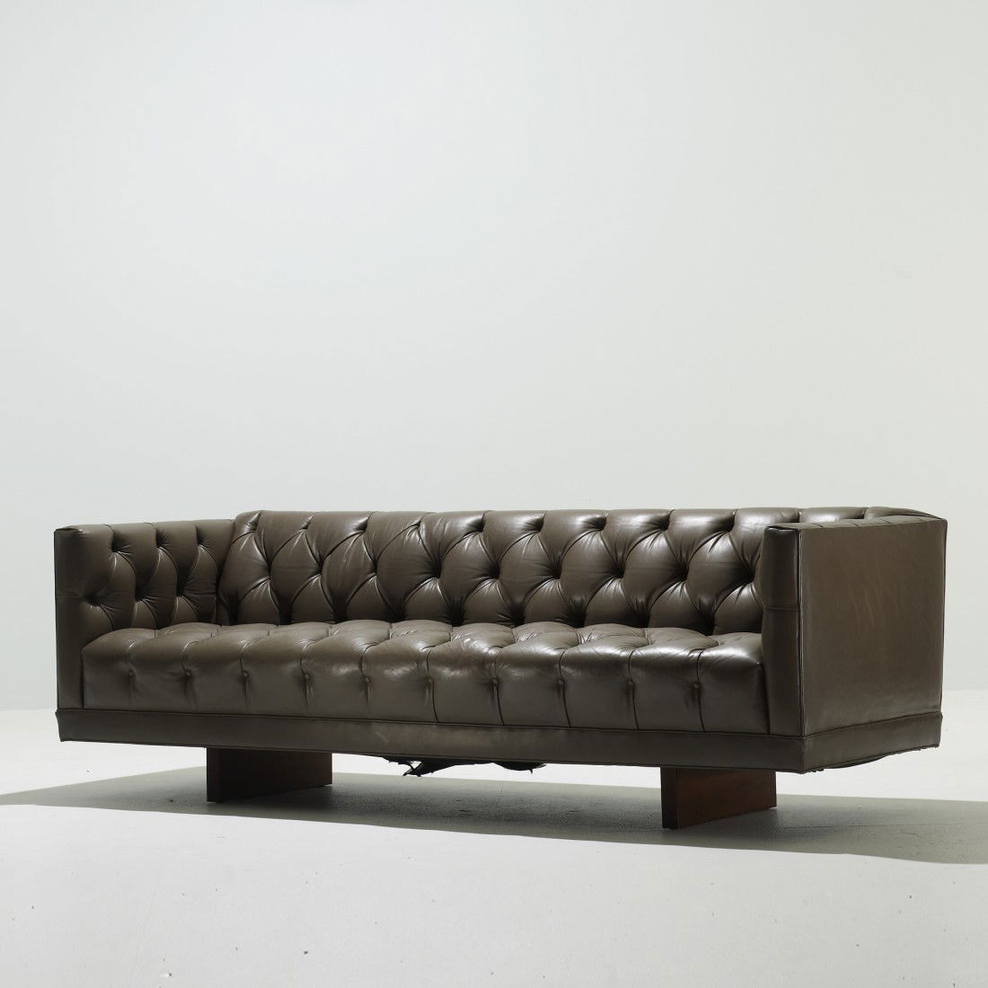 Ward Bennett sofa: Ward Bennett sofa Lehigh Leopold USA, c. 1965 leather, walnut 85 w x 32 d x 28 h inches