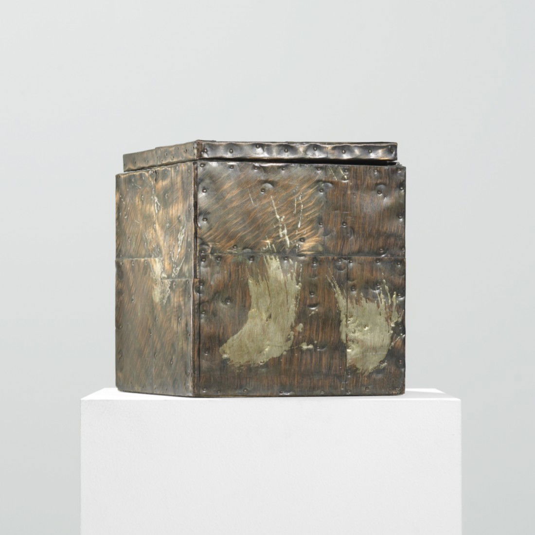 Paul Evans lidded box: Paul Evans lidded box Paul Evans Studio USA, c. 1965 enameled copper 10 w x 10 d x 11 h inches Provenance: Collection of John R. Eckel, Jr.
