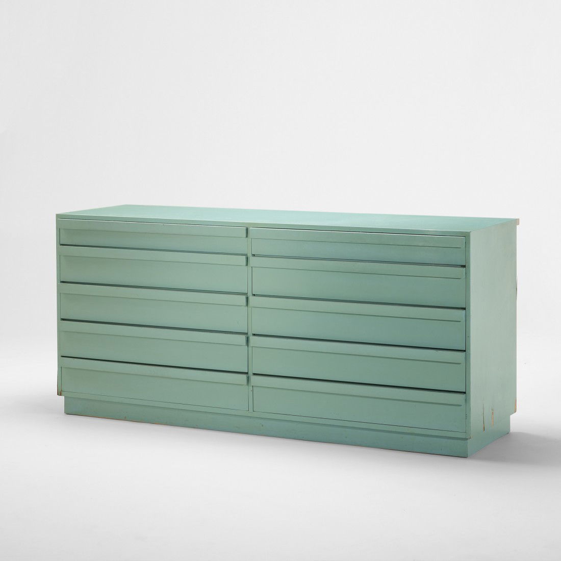 Paul Laszlo cabinet: Paul Laszlo cabinet Laszlo, Inc. USA, c. 1950 lacquered wood 72 w x 32 d x 33 h inches Cabinet features ten drawers. Signed with applied metal manufacturer's label to drawer: [Laszlo Inc. Original Des