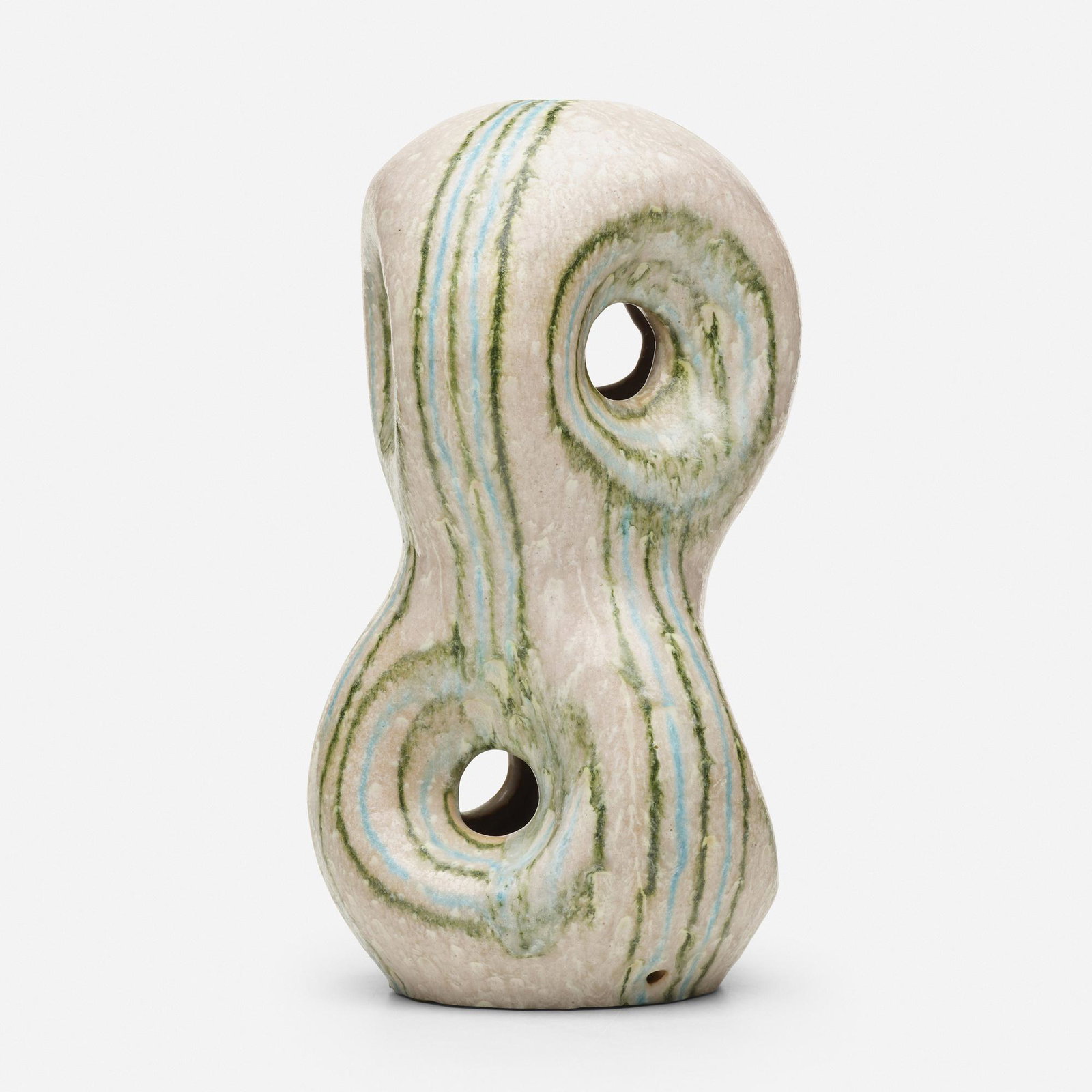 Guido Gambone, Lamp base: Guido Gambone Lamp base Italy, c. 1960 glazed stoneware 13.5 h × 6.75 w × 6 d in (34 × 17 × 15 cm) Glazed signature to underside 'Gambone Italy'. Thi