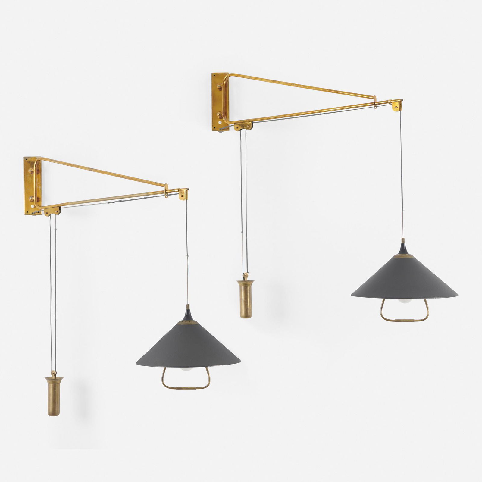 Italian, Counterbalance wall lamps, pair (1 of 4)