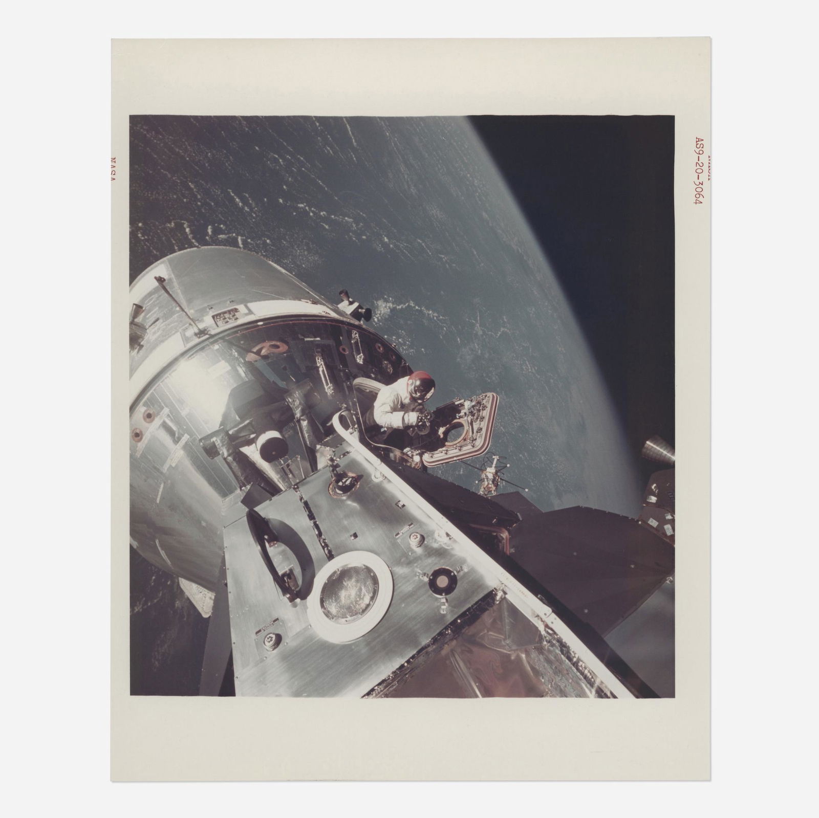 First US two-man spacewalk: First US two-man spacewalk: David Scott in the open hatch of the CSM Gumdrop, Russell Schweickart [Apollo 9], 3-13 March 1969 printed 1969vintage chromogenic print on fiber-based Kodak paper 10 h Ã��