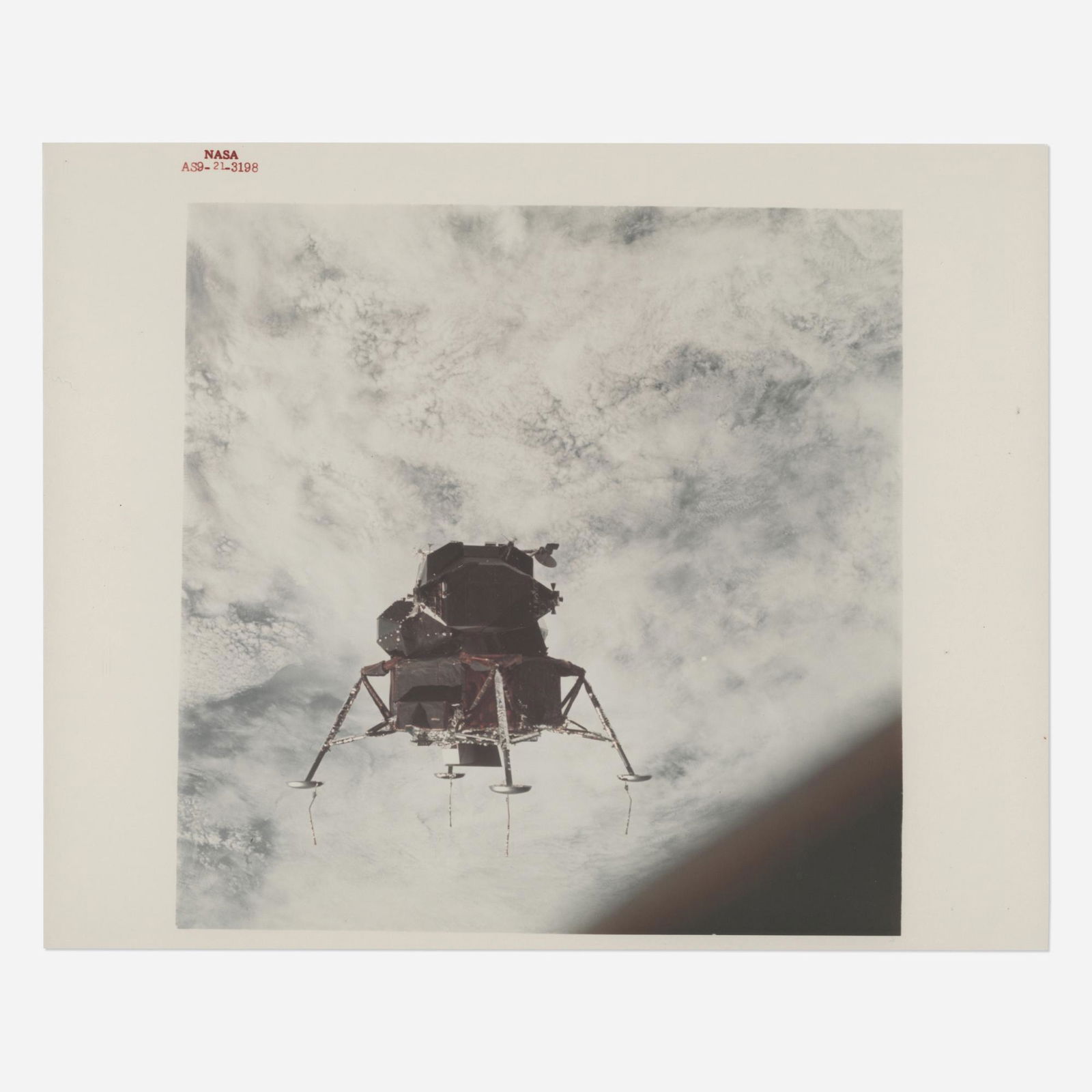 The first manned spaceflight of the LM: The first manned spaceflight of the LM: Spider orbiting the Earth, David Scott [Apollo 9], 3-13 March 1969 printed 1969vintage chromogenic print on fiber-based Kodak paper 8 h × 10 w in (20 &tim