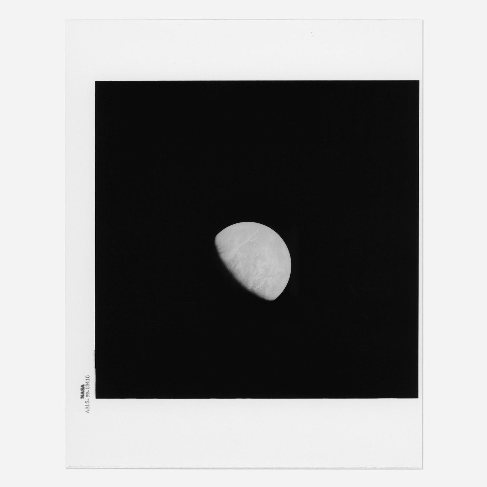The Black Marble: rare UV photograph of Earth: The Black Marble: extremely rare UV photograph of the planet Earth, Alfred Worden, David Scott, or James Irwin [Apollo 15], 26 July - 7 August 1971 printed 1971vintage gelatin silver print on fiber-ba