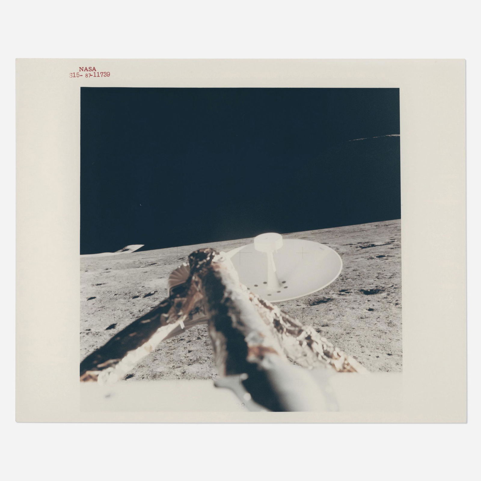 The only stand up EVA performed on the Moon: The only stand up EVA performed on the Moon: Mount Hadley in darkness at sunrise, as seen from the top hatch of the LM, David Scott [Apollo 15], 26 July - 7 August 1971, stand up EVA printed 1971vinta