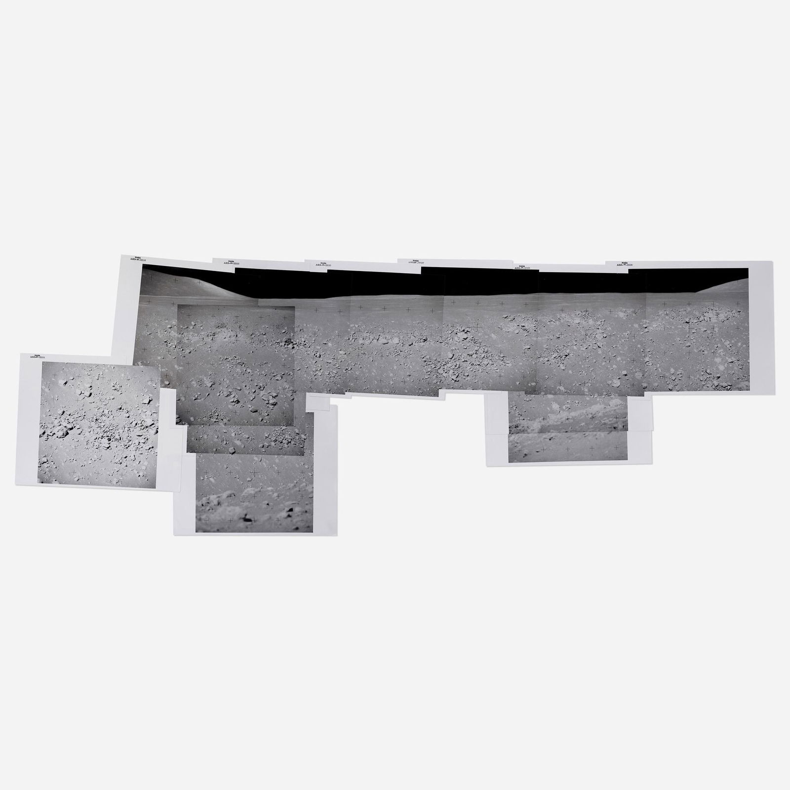 Telephoto panorama of Hadley Canyon: Telephoto panorama of Hadley Canyon, viewed from station 10, David Scott [Apollo 15], 26 July - 7 August 1971, EVA 3 printed 1971collage of vintage gelatin silver prints on fiber-based paper 45.75 h &