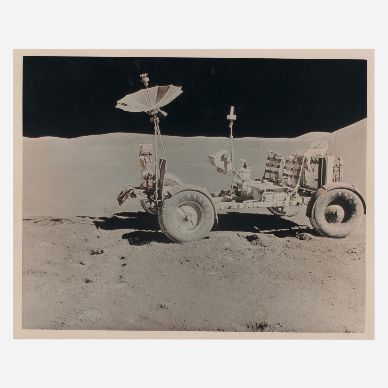 The Lunar Rover at is final VIP" parking site: The Lunar Rover at is final VIP" parking site, David Scott [Apollo 15], 26 July - 7 August 1971, EVA 3 printed 1971vintage chromogenic print on resin coated Kodak paper 10 h × 8 w in (25 ×