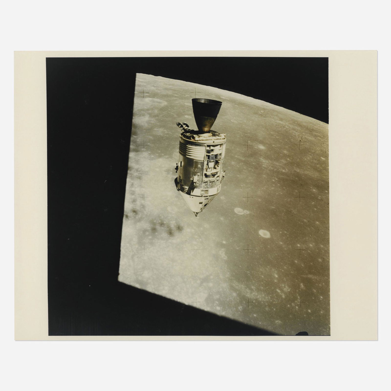 CSM Endeavour pitches toward Sea of Fertility: The CSM Endeavour pitching his nose down toward the Sea of Fertility, David Scott [Apollo 15], 26 July - 7 August 1971 printed 1971vintage chromogenic print on resin-coated Kodak paper 10 h × 8