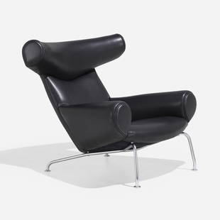 Hans J. Wegner, Ox chair, model AP 46: Hans J. Wegner Ox chair, model AP 46 A.P. StolenDenmark, 1960leather, chrome-plated steel 35 h × 39 w × 37 d in (89 × 99 × 94 cm) Danish control mark to underside