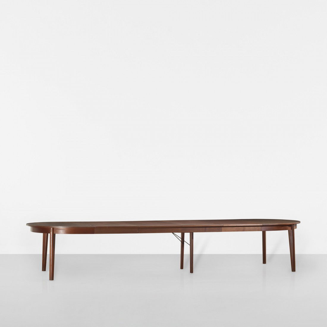 Børge Mogensen dining table: Børge Mogensen dining table Karl Andersson & Soner Denmark, 1959 teak, bronze 161 w x 51 d x 28.5 h inches Sold with four 23.5-inch leaves; table measures sixty-seven inches without leaves. Signed wi