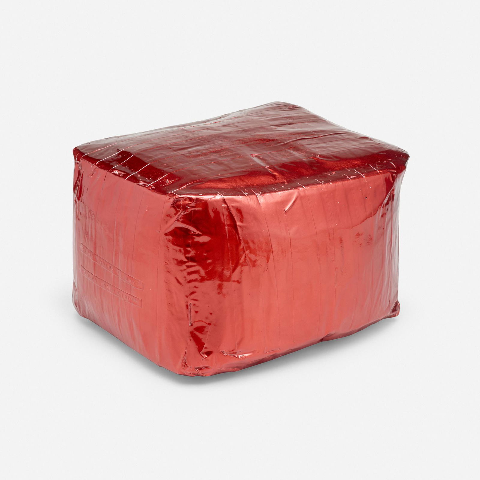 Wieki Somers, Red No. 4 Cardboard Tape Box stool: Wieki Somers Red No. 4 Cardboard Tape Box stool Studio Wieki SomersThe Netherlands, 2007anodized aluminum 9 h x 15 w x 12.75 d in (23 x 38 x 32 cm) Raised manufacturer's mark to one side