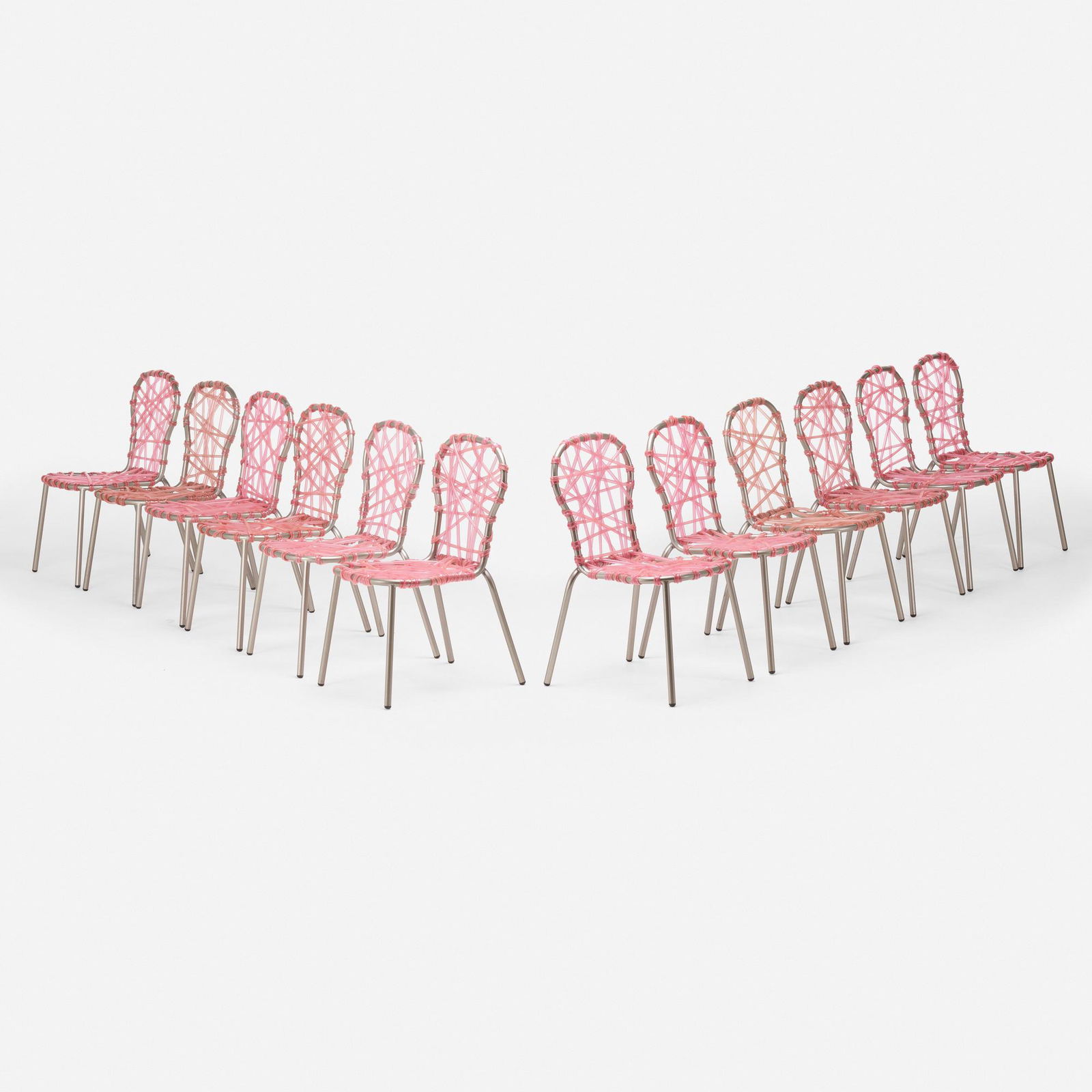 Fernando and Humberto Campana, Zig Zag chairs: Fernando and Humberto Campana Zig Zag chairs from L'est Parisien, set of twelve EdraBrazil / Italy, 2001plastic tubing, powder-coated steel 35 h x 18.25 w x 22 d in (89 x 46 x 56 cm)