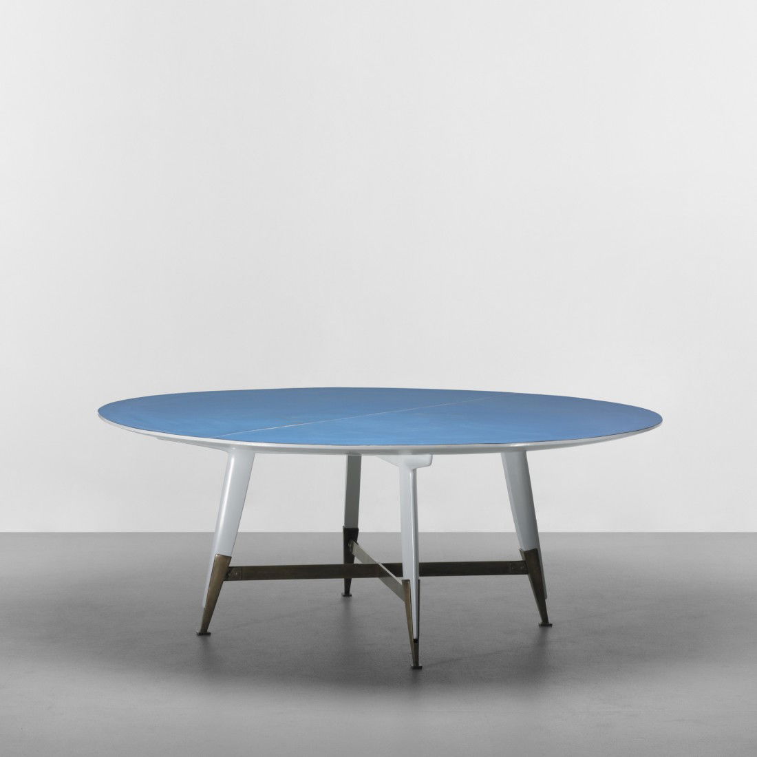 Gio Ponti important dining table: Gio Ponti important dining table from Villa Arreaza, Caracas Giordano Chiesa Italy, 1954 laminate, lacquered wood, brass 77 dia x 30 h inches Very few of these dining tables were made; one other examp