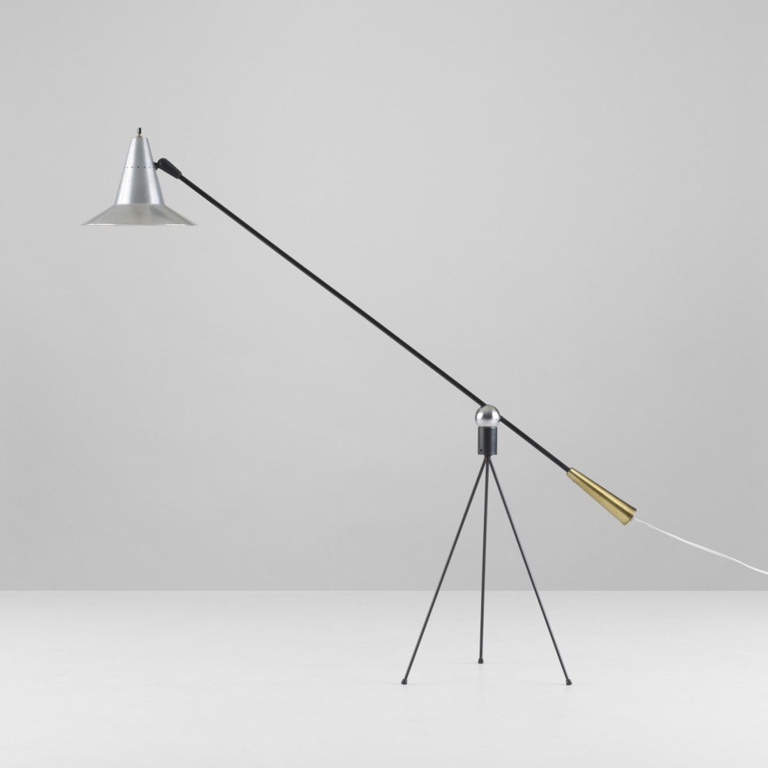Gilbert Watrous floor lamp, model F-1-W: Gilbert Watrous floor lamp, model F-1-W Heifetz Manufacturing Co. USA, 1951 enameled steel, aluminum, brass, chrome-plated steel 14 w x 48 d x 42 h inches This work features a durable solid aluminum s