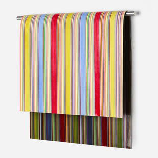 Linda Besemer, Fold #69: Linda Besemer Fold #69 2002acrylic paint, aluminum rod 25 h x 23 w x 2 d in (63 x 58 x 5 cm) This work will ship from Rago in Lambertville, New Jersey.