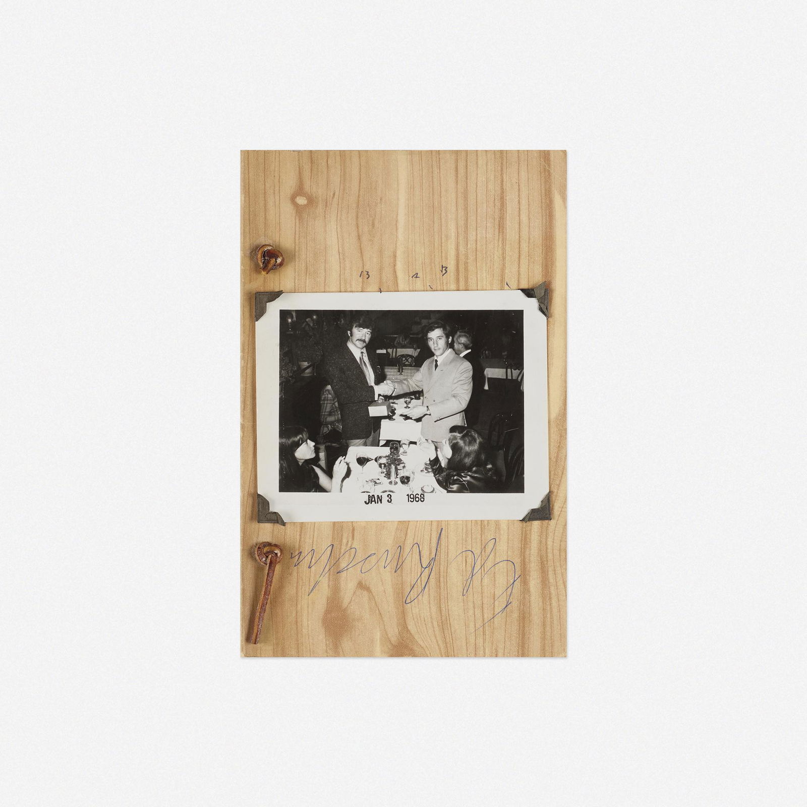 Ed Ruscha and Billy Al Bengston, Business Cards: Ed Ruscha and Billy Al Bengston Business Cards 1968offset print on paper, black and white photograph, leather strap, stapled cards 8.75 h x 5.75 w x .25 d in (22 x 15 x 1 cm) Signed to cover b