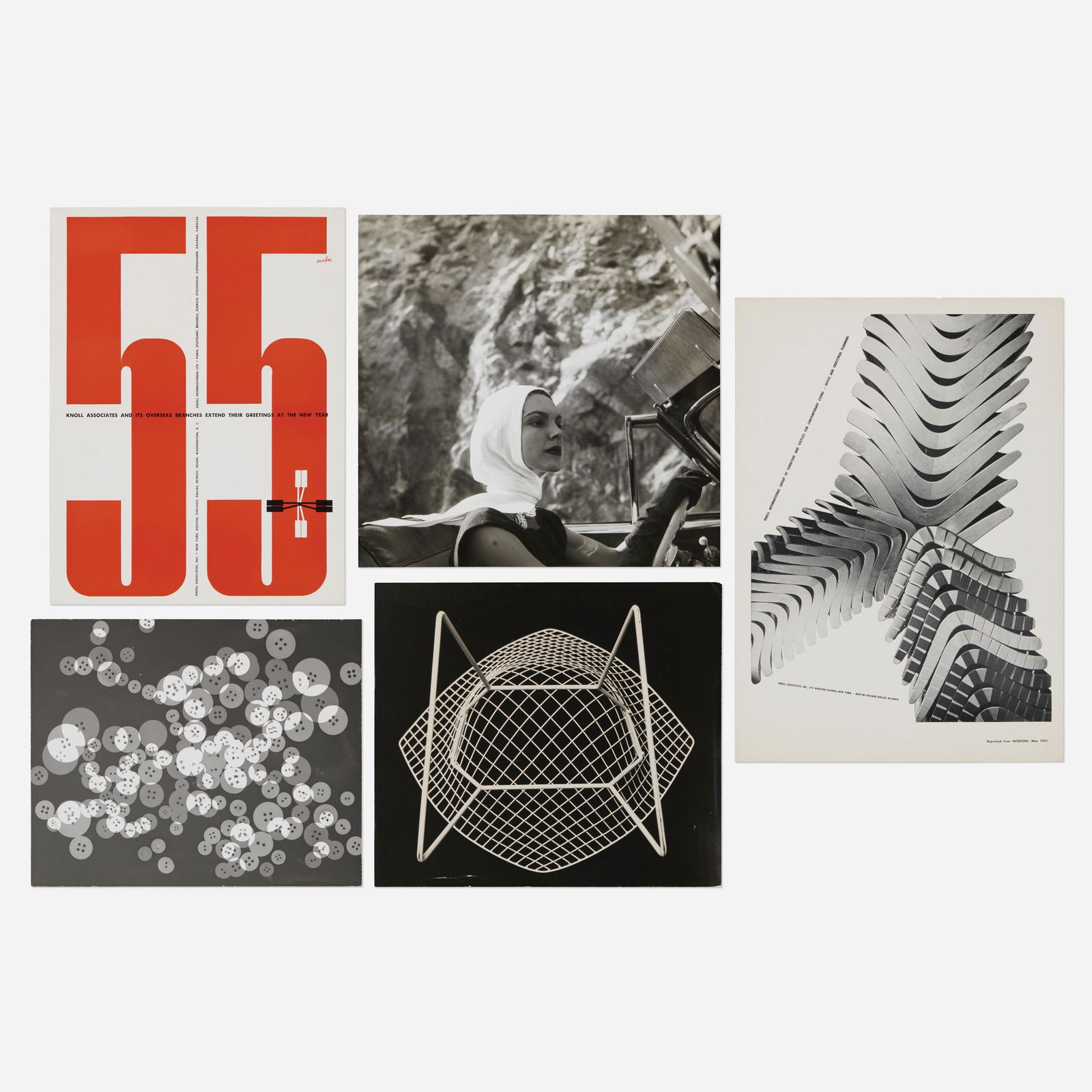 Herbert Matter, Ephemera and photography: Herbert Matter Ephemera and photography Switzerland/USA, c. 1955gelatin silver print, offset lithograph, offset lithograph in colors largest: 14 h x 10 w in (36 x 25 cm) smallest: 10 h x 8 w in (2