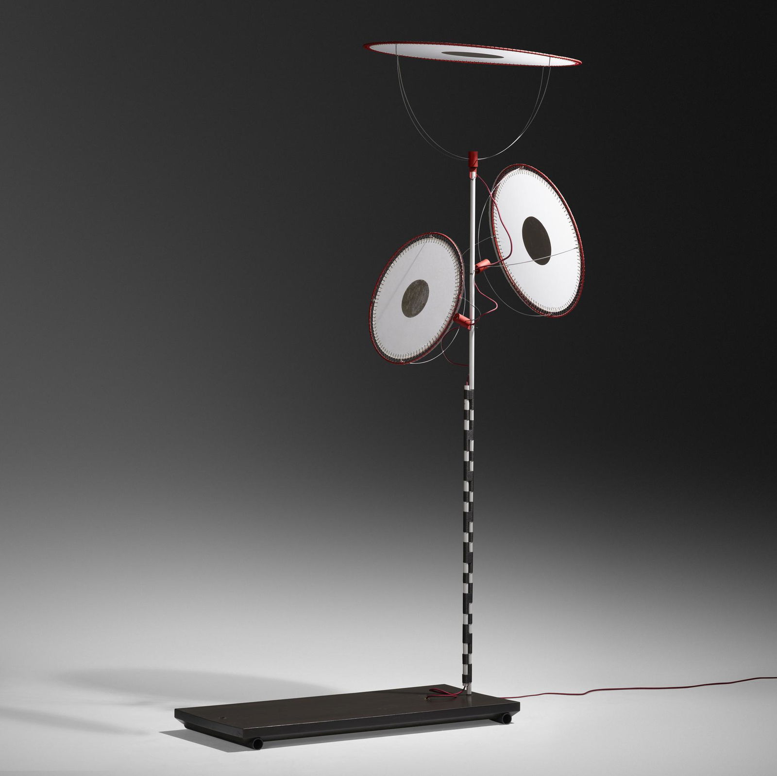 Studio Wieki Somers, Rei floor lamp: Studio Wieki Somers Rei floor lamp The Netherlands, 2013Kozo paper, coated and anodised aluminum, painted wood, gold leaf, nylon cord 92.5 h x 55 w x 29 d in (235 x 140 x 74 cm) Aluminum manuf