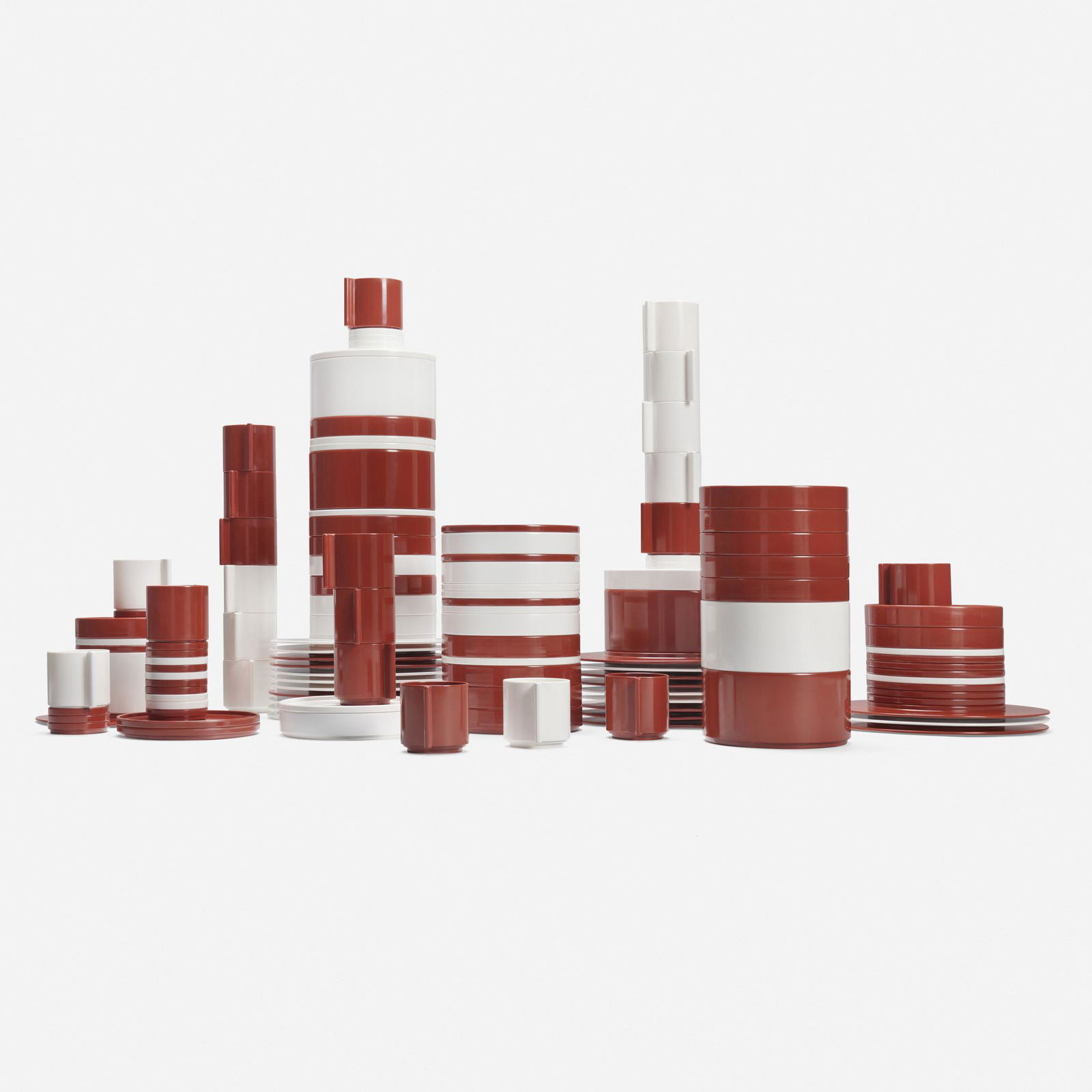 Lella and Massimo Vignelli, Kyoto dinnerware: Lella and Massimo Vignelli Early Kyoto dinnerware CasiglianiItaly, 1979melamine This early set was from a small edition produced by Casigligani in 1979. Collection is comprised of tw