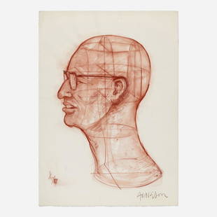 Robert Arneson, Allan Frumkin Profile (Study for Bust): Robert Arneson Allan Frumkin Profile (Study for Bust)  1977sanguine on paper 41.25 h x 29.5 w in (105 x 75 cm) Signed and dated to lower edge '1/20/77 Arneson'. This work is a study for Arneso