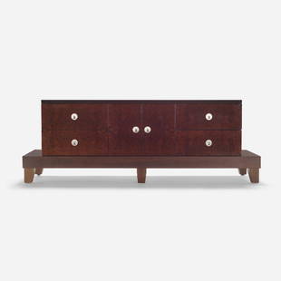 Wendell Castle Collection, Pallette cabinet: Wendell Castle Collection Pallette cabinet Icon DesignUSA, 2006lacquered burlwood, brushed steel 26.75 h x 76 w x 22 d in (68 x 193 x 56 cm) Cabinet features four drawers and two central