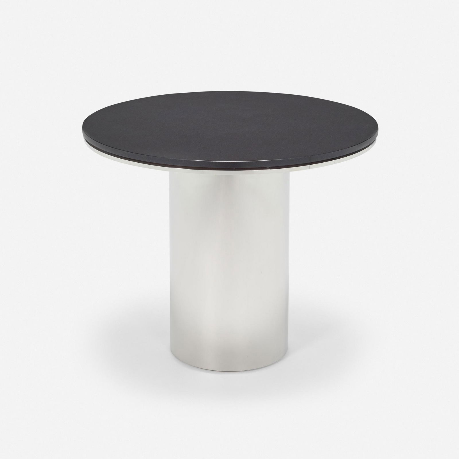 Brueton, Anello dining table: Brueton Anello dining table USA, c.1975stainless steel, marble 29.25 h x 36 dia in (74 x 91 cm) This work will ship from Los Angeles, California.