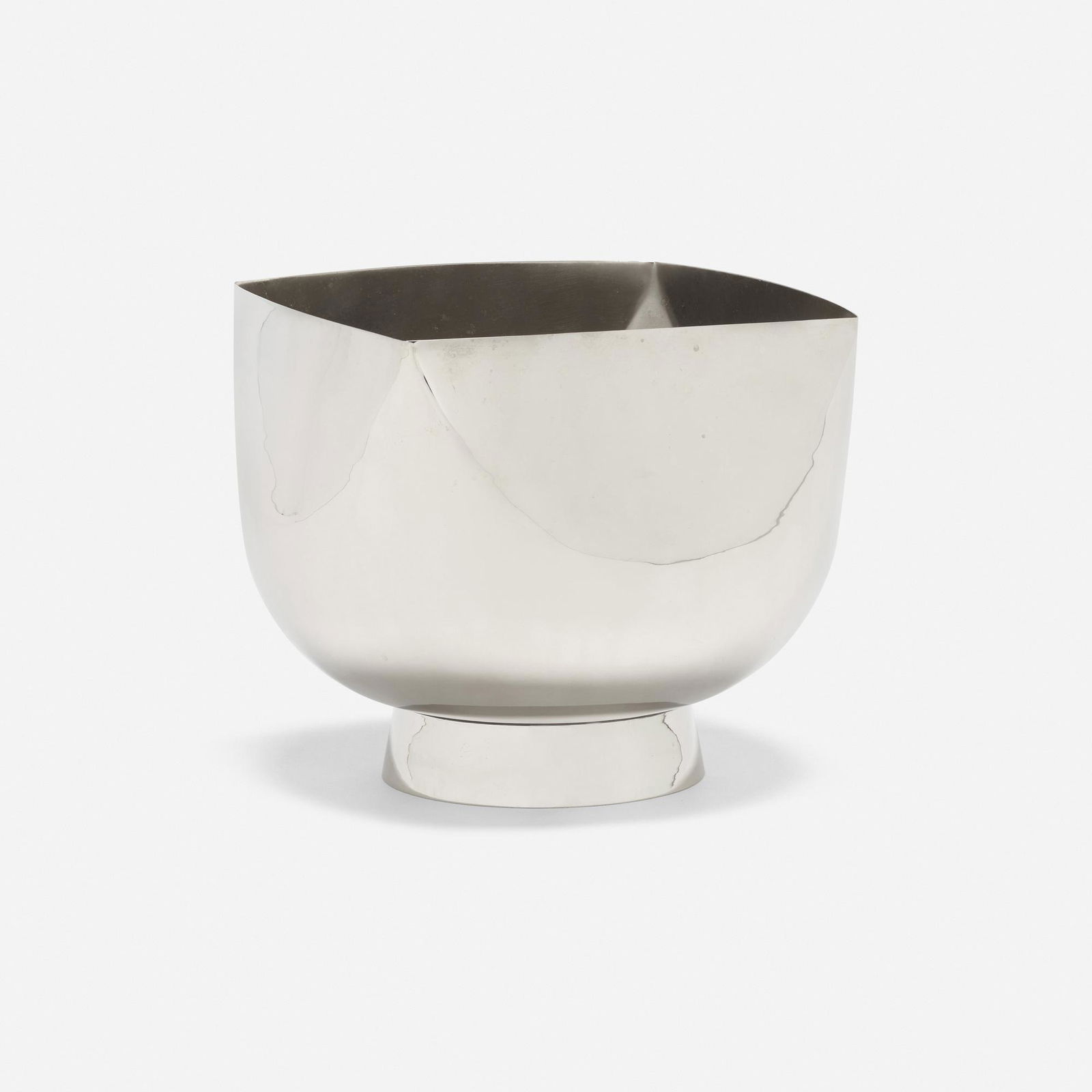 Ward Bennett, Centerpiece: Ward Bennett Centerpiece USA, c. 1970silver-plated brass 9.75 h x 13.25 dia in (25 x 34 cm) Impressed manufacturer's mark to underside 'Ward Bennett Design'. Literature: