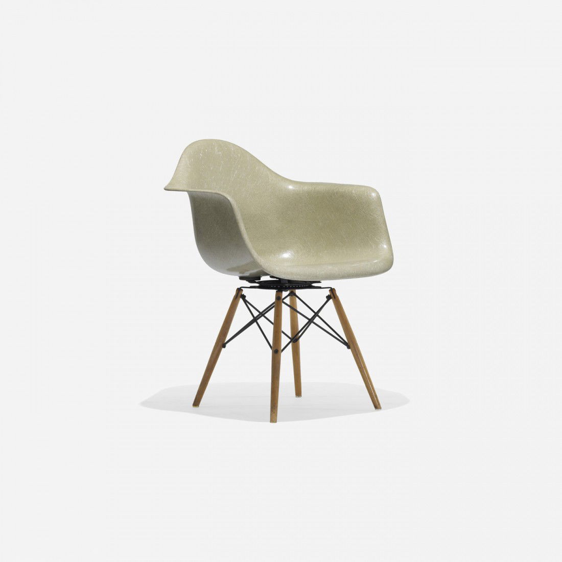 Charles and Ray Eames PAW: Charles and Ray Eames PAW Herman Miller/Zenith Plastics USA, 1950 molded fiberglass shell with rope edge, birch, enameled steel, rubber 24.75 w x 23.5 d x 31 h inches Signed with partial decal manufac