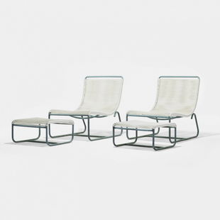 Walter Lamb Prices 223 Auction Price Results 205 Walter Lamb Pair Of Sleigh Chairs With Ottomans