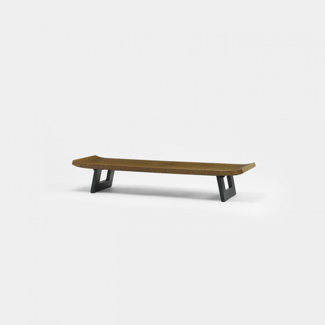 Paul Frankl bench: Paul Frankl bench Johnson Furniture Company USA, c. 1948 lacquered cork, lacquered mahogany 71 w x 21 d x 13.25 h inches