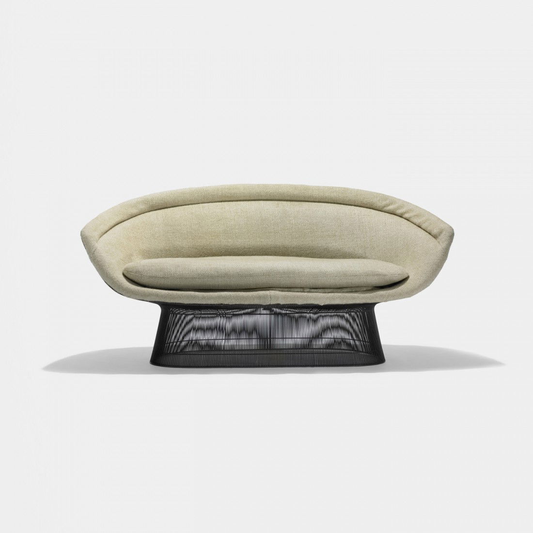 Warren Platner settee: Warren Platner settee Knoll International USA, 1966 bronze-plated steel, upholstery 67 w x 31 d x 32 h inches Literature: Knoll: A Modernist Universe, Lutz, ppg. 74-75