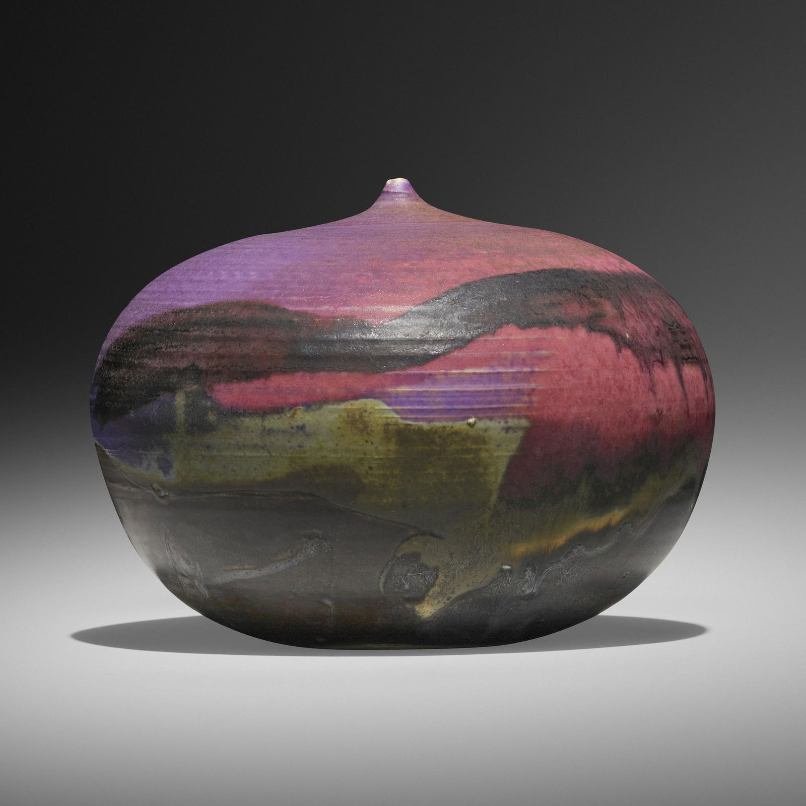 Toshiko Takaezu, Untitled: Toshiko Takaezu Untitled c. 1995glazed porcelain 5 h x 6.5 dia in (13 x 17 cm) Incised signature to underside 'TT'. Provenance: Acquired directly from the artist by the