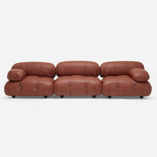 Mario Bellini, Camaleonda modular seating: Mario Bellini Camaleonda modular seating B & B ItaliaItaly, 1971leather, chrome-plated steel 29 h x 115 w x 40 d in (74 x 292 x 102 cm) Lot is comprised of three units that can be linked