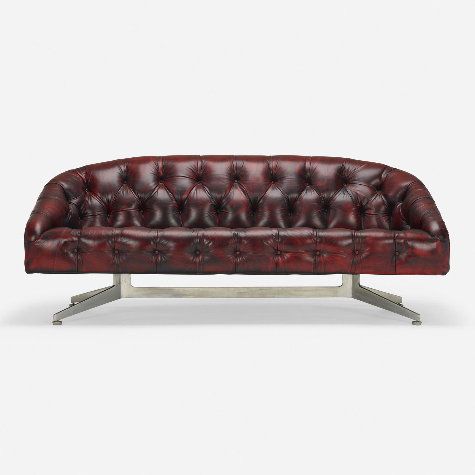 Ward Bennett, Sofa: Ward Bennett Sofa Lehigh LeopoldUSA, c. 1965leather, aluminum 29 h x 73.5 w x 32 d in (74 x 187 x 81 cm) Provenance: Acquired in 2009, Private Collection, Chicago