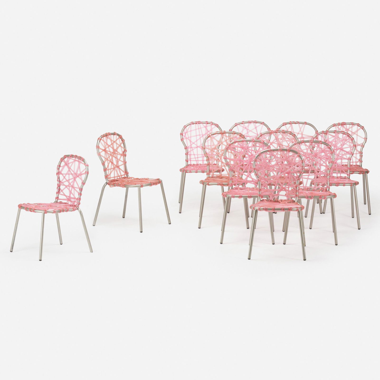 Fernando and Humberto Campana, Zig Zag chairs: Fernando and Humberto Campana Zig Zag chairs from L'est Parisien, set of twelve EdraBrazil / Italy, 2001plastic tubing, powder-coated steel 35 h x 18.25 w x 22 d in (89 x 46 x 56 cm)