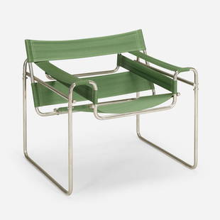 Marcel Breuer, Early and Rare Wassily armchair: Marcel Breuer Early and Rare Wassily armchair, model B3 Standard Mobel Hungary / Germany, 1925-26 / c. 1930 chrome-plated steel, Eisengarn 28.75 h x 31 w x 26 d in (73 x 79 x 66 cm) Provenance: